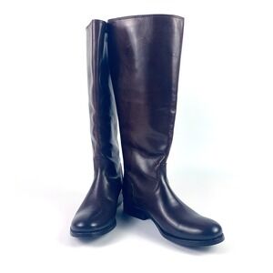 Frye Melissa‎ Button Back Zip Leather Riding Boots Womens Sz 6.5B Extended Calf